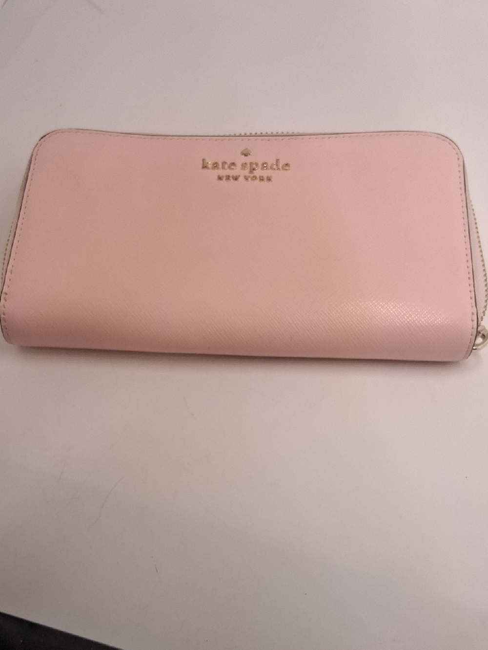 kate spade Pale Pink Zip Around Wallet with Gold Logo